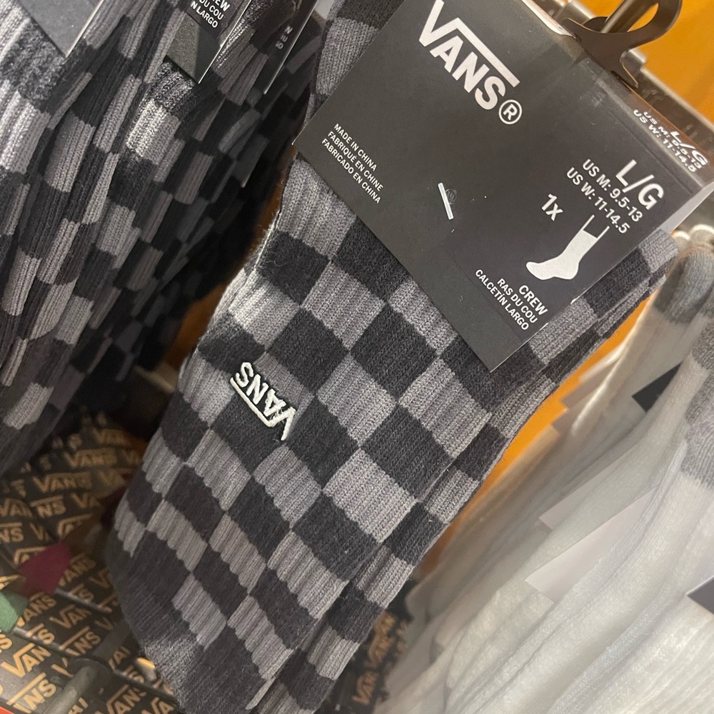 Vans Checkerboard Pewter / Black Crew Socks (1 pair) - Picture 16 of 16